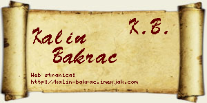 Kalin Bakrač vizit kartica